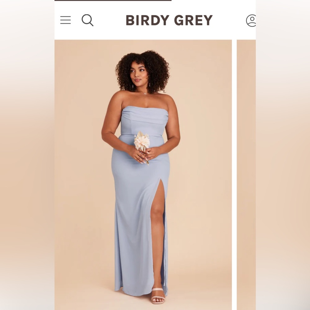 Birdy Grey Strapless Light Blue Bridesmaid Dress with Side Slit